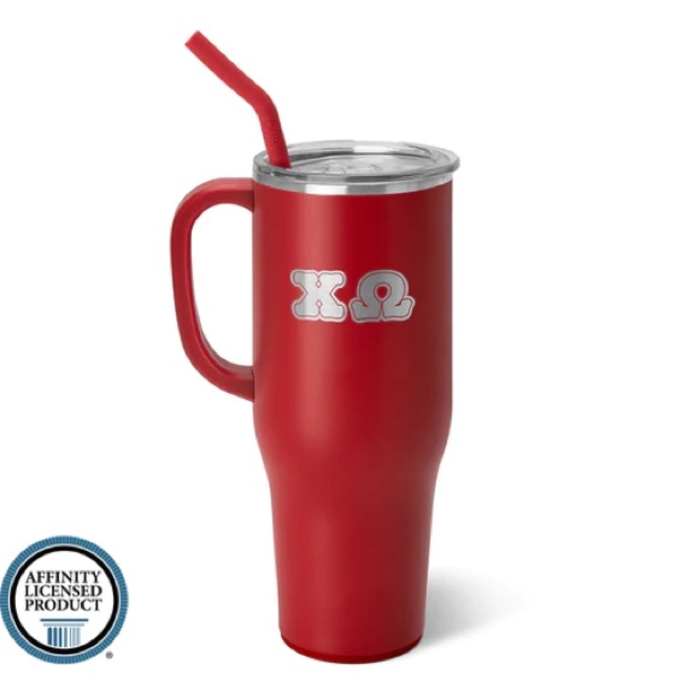 Chi Omega NEW 40 oz mug etched in silver